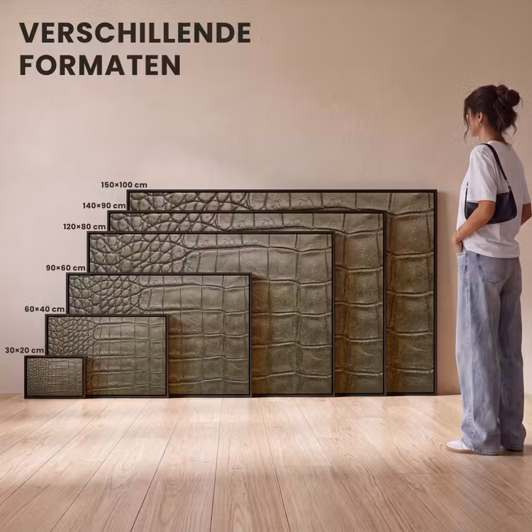 Canvas met lijst - Krokodillenleer - Structuur - Groen — 7