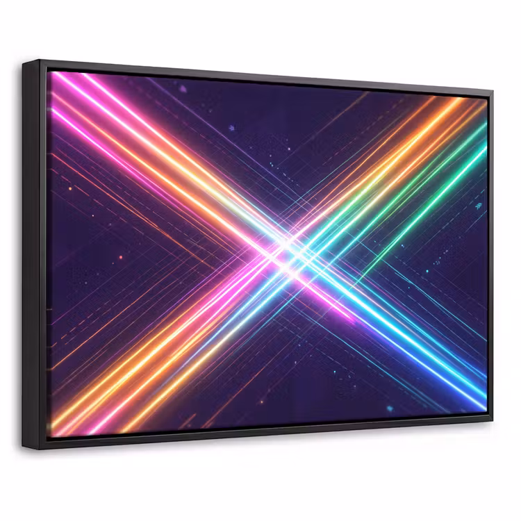 Canvas met lijst - Kruisen - Lasterstralen - Neon — 1