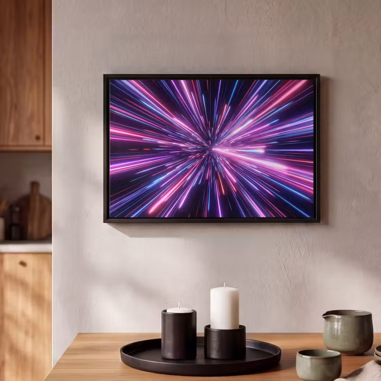 Canvas met lijst - Lichtsnelheid - Ruimte - Roze - Paars — 2
