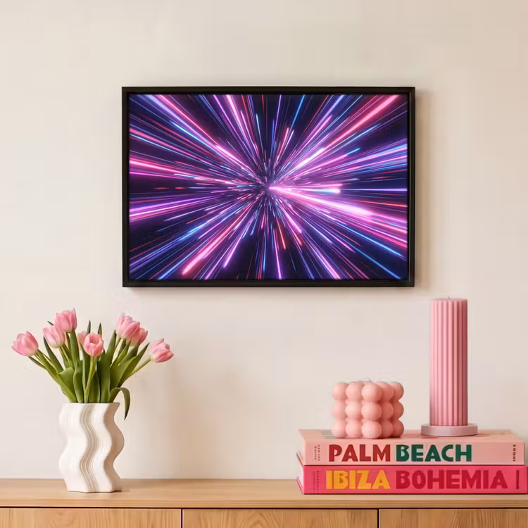 Canvas met lijst - Lichtsnelheid - Ruimte - Roze - Paars — 8