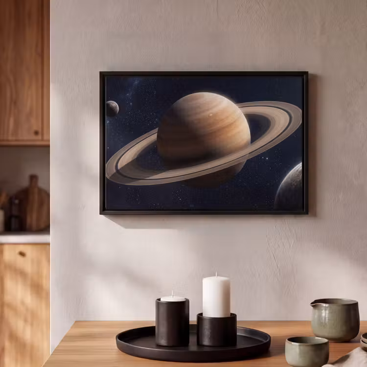 Canvas met lijst - Planeten - Saturnus - Ruimte — 2