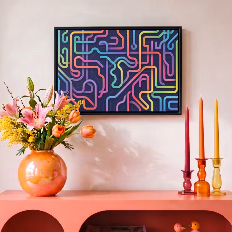 Canvas met lijst - Retro - Abstract - Neon — 4
