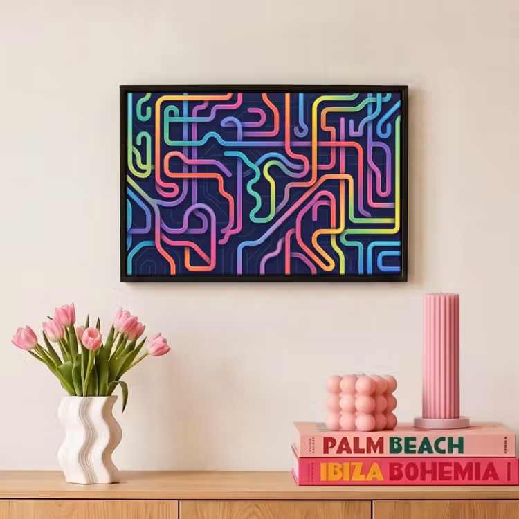 Canvas met lijst - Retro - Abstract - Neon — 8