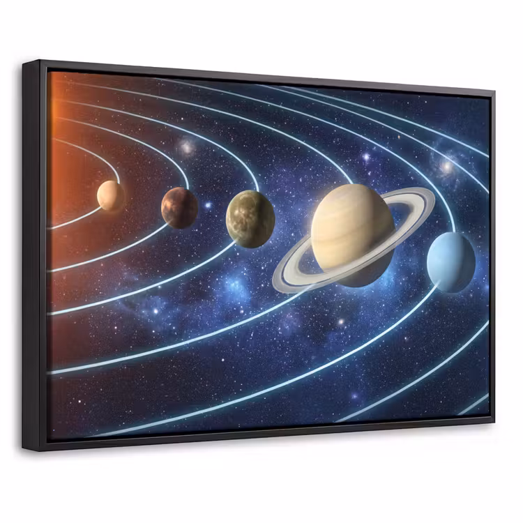 Canvas met lijst - Ruimte - Zonnestelsel - Blauw — 1
