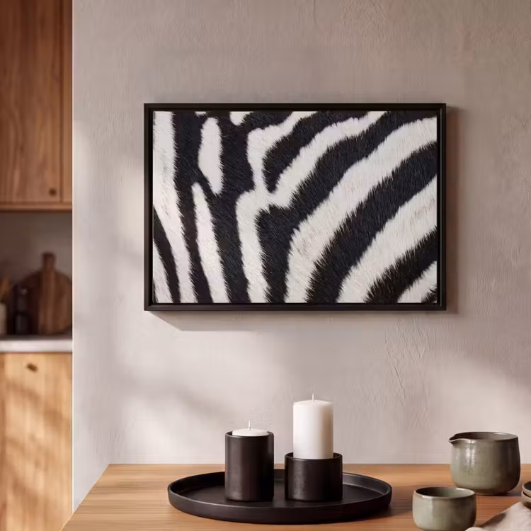 Canvas met lijst - Zebra - Vacht - Klassiek - Zwart - Wit — 2