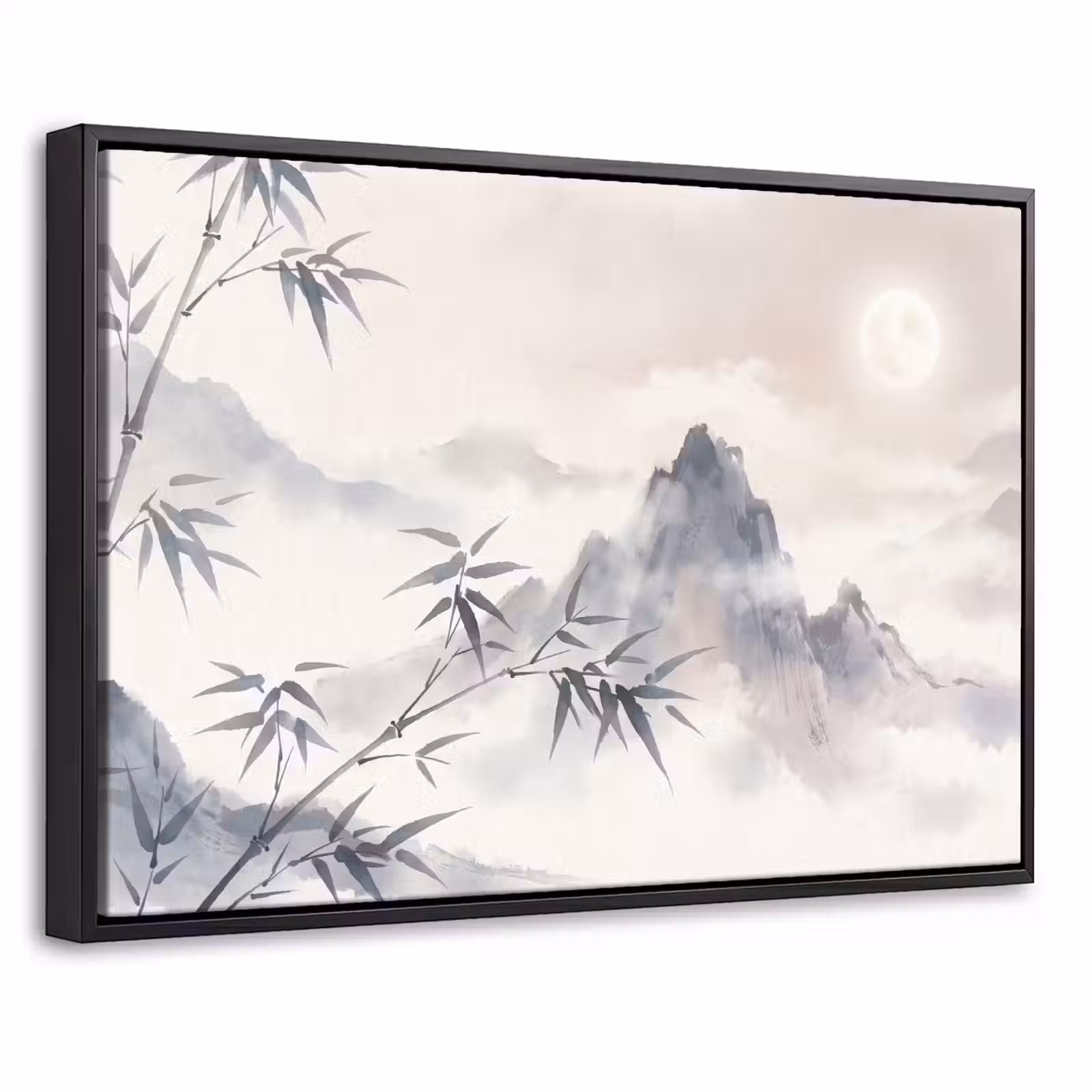 Canvas met lijst - Bamboe - Azië - Grijs — 1