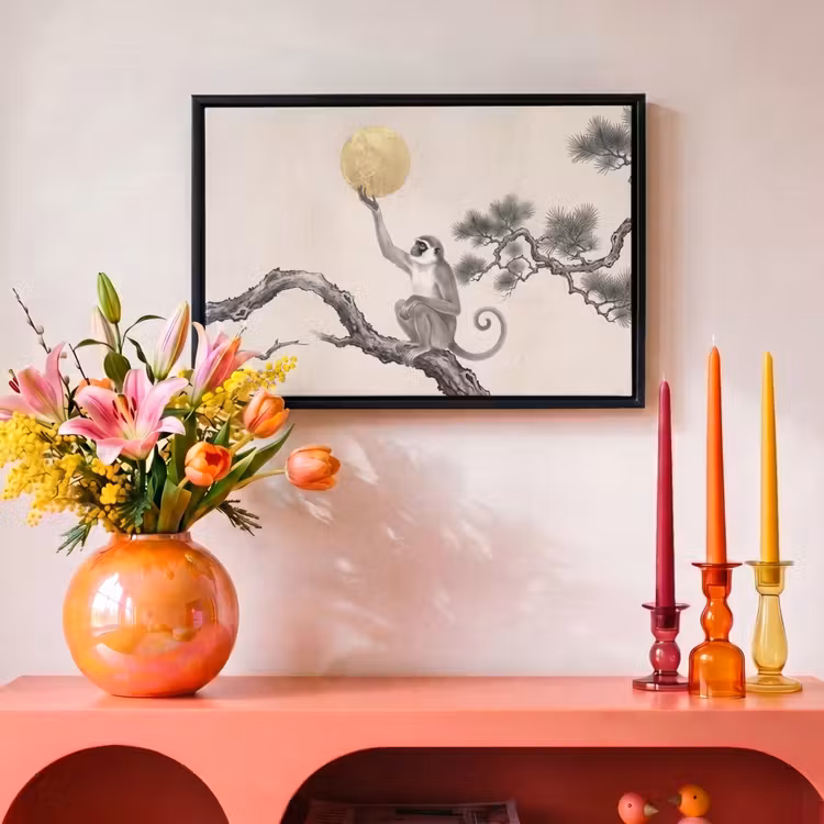 Canvas met lijst - Aap - Maan - Goud — 4