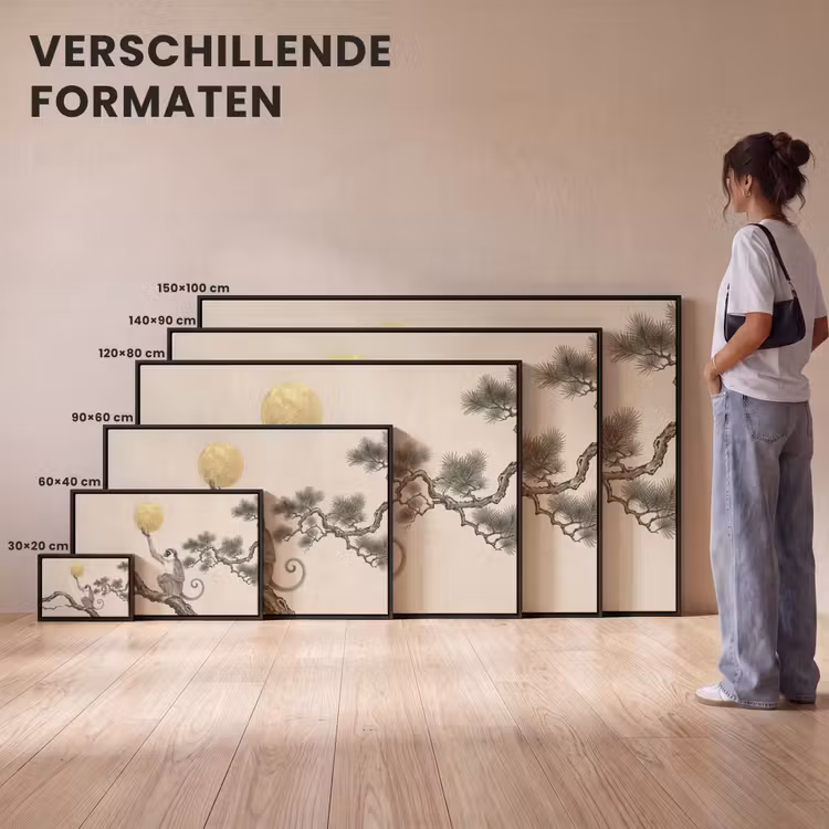 Canvas met lijst - Aap - Maan - Goud — 7