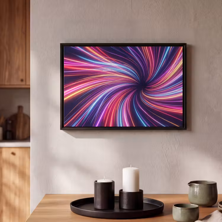 Canvas met lijst - Abstract - Swirl - Futuristic - Neon — 2