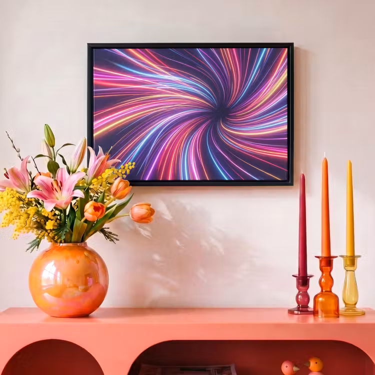 Canvas met lijst - Abstract - Swirl - Futuristic - Neon — 4