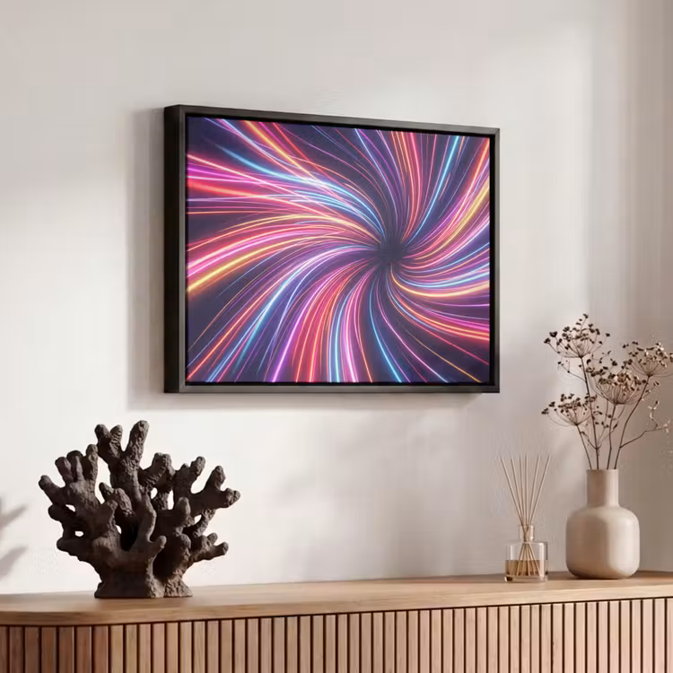 Canvas met lijst - Abstract - Swirl - Futuristic - Neon — 6