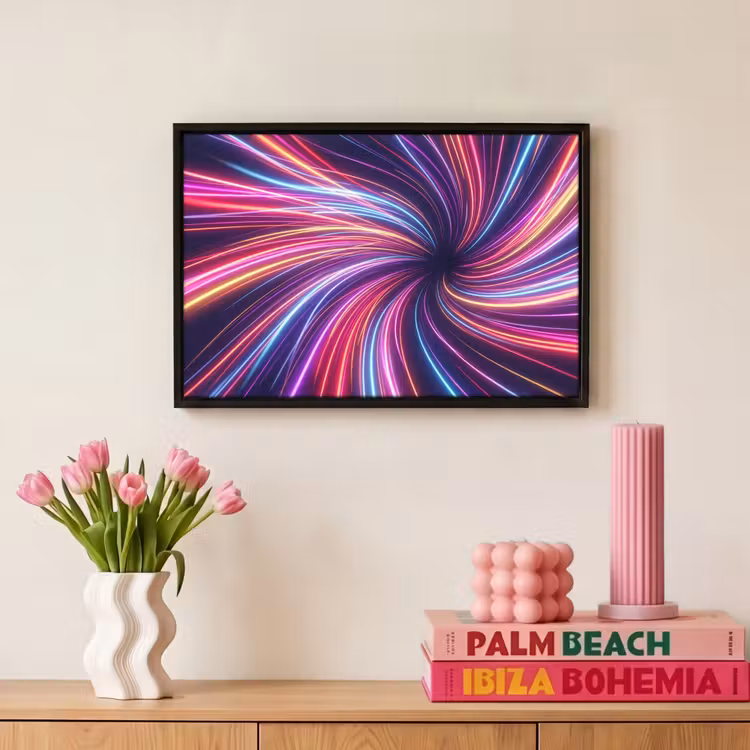 Canvas met lijst - Abstract - Swirl - Futuristic - Neon — 8