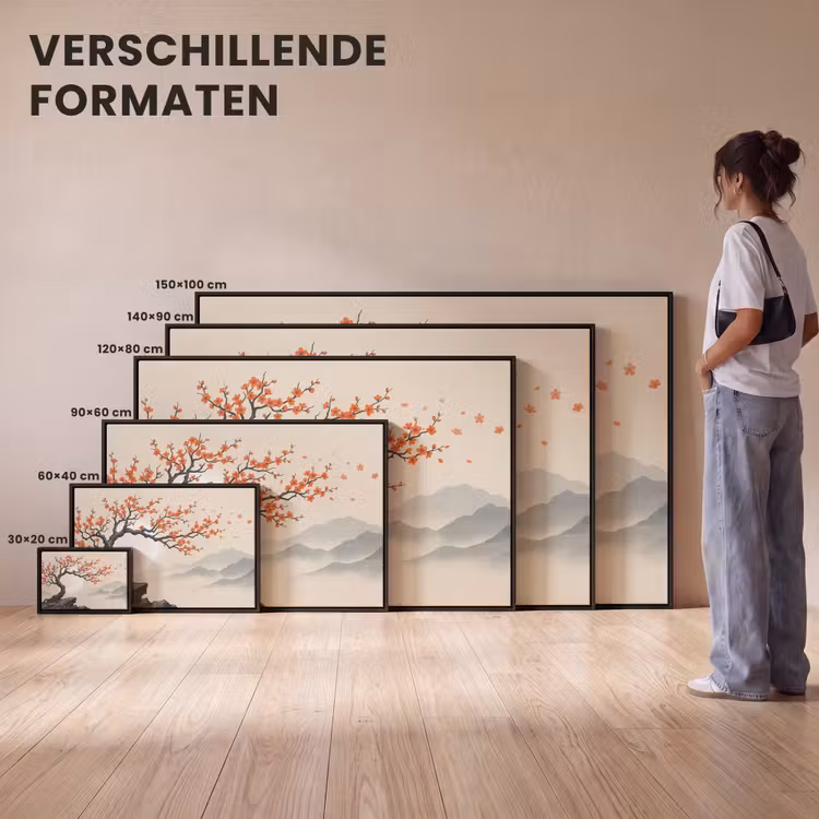 Canvas met lijst - Aziatisch - Bloesem - Rood — 7