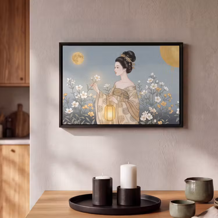 Canvas met lijst - Aziatisch - Vrouw - Kimono — 2