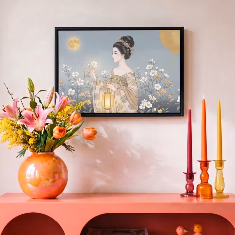 Canvas met lijst - Aziatisch - Vrouw - Kimono — 4