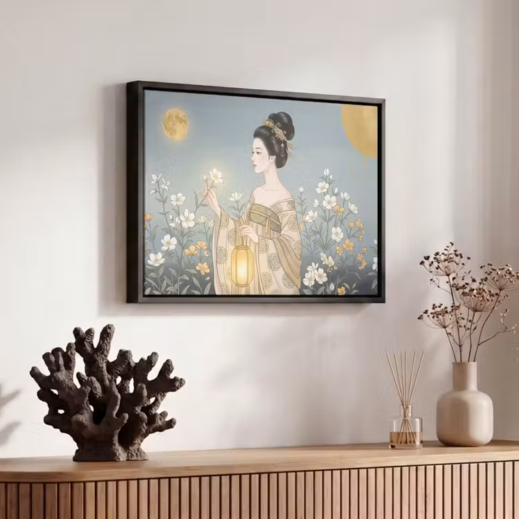 Canvas met lijst - Aziatisch - Vrouw - Kimono — 6