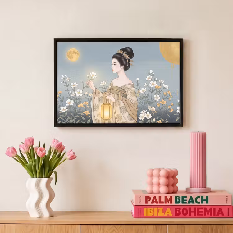 Canvas met lijst - Aziatisch - Vrouw - Kimono — 8