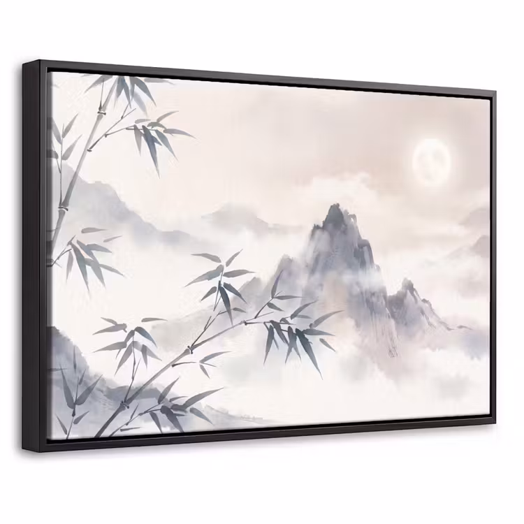 Canvas met lijst - Bamboe - Azië - Grijs — 1