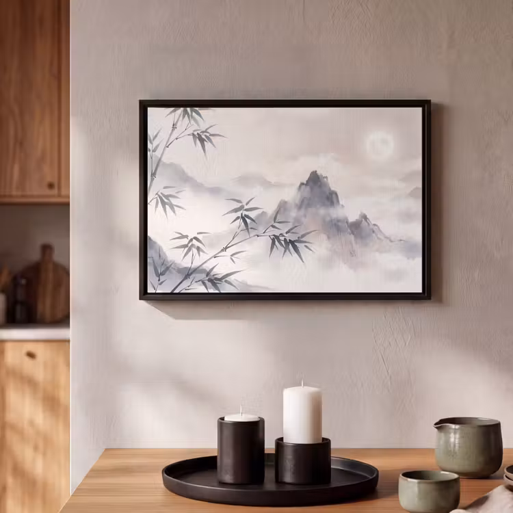 Canvas met lijst - Bamboe - Azië - Grijs — 2