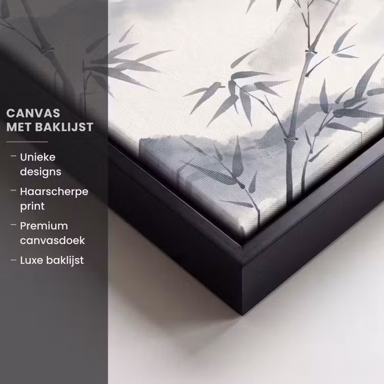 Canvas met lijst - Bamboe - Azië - Grijs — 5