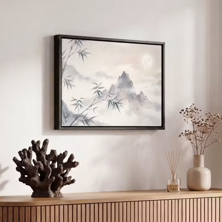 Canvas met lijst - Bamboe - Azië - Grijs — 6