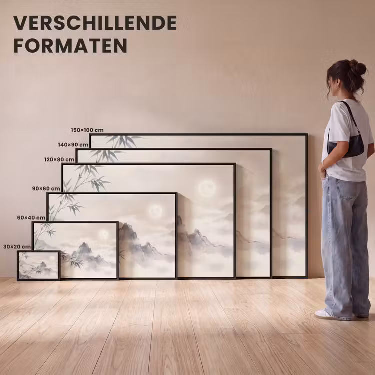 Canvas met lijst - Bamboe - Azië - Grijs — 7