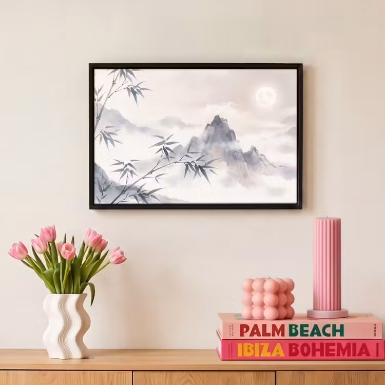 Canvas met lijst - Bamboe - Azië - Grijs — 8