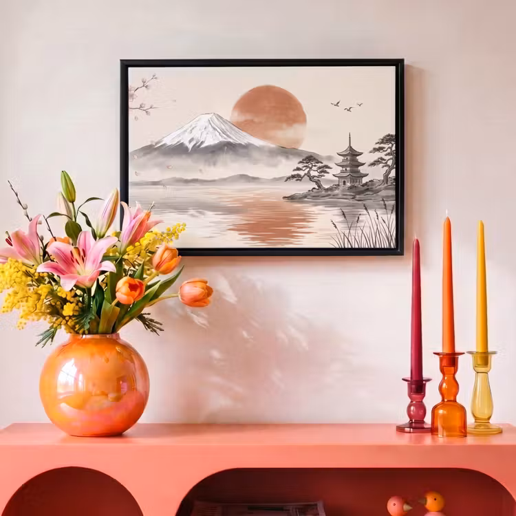 Canvas met lijst - Bergtop - Meer - Bloesem — 4