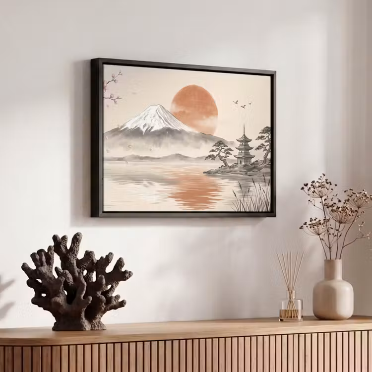 Canvas met lijst - Bergtop - Meer - Bloesem — 6