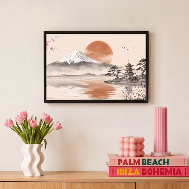 Canvas met lijst - Bergtop - Meer - Bloesem — 8