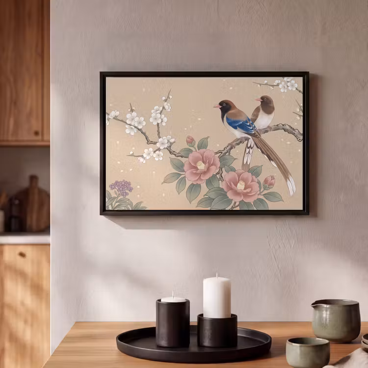 Canvas met lijst - Bloemen - Vogels - Bloemen — 2