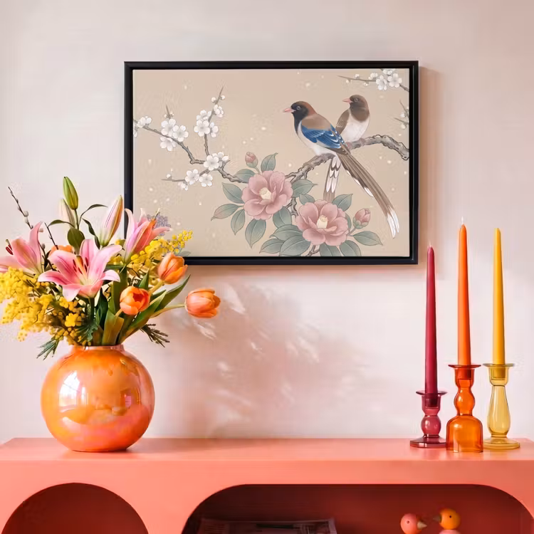 Canvas met lijst - Bloemen - Vogels - Bloemen — 4