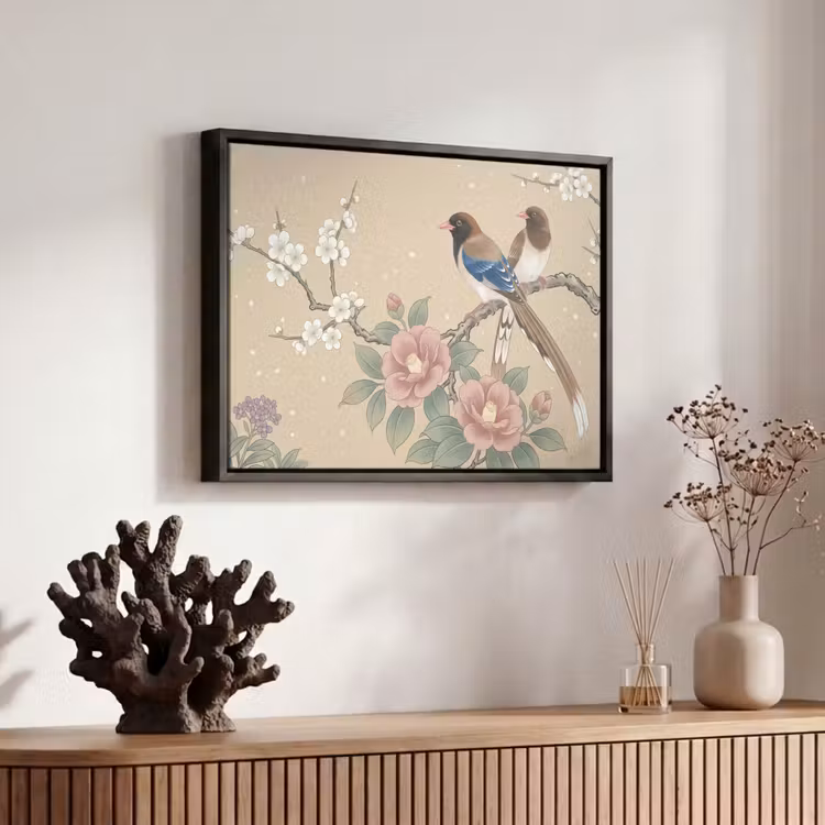 Canvas met lijst - Bloemen - Vogels - Bloemen — 6