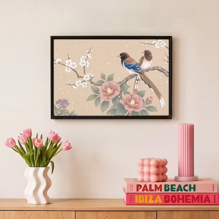 Canvas met lijst - Bloemen - Vogels - Bloemen — 8
