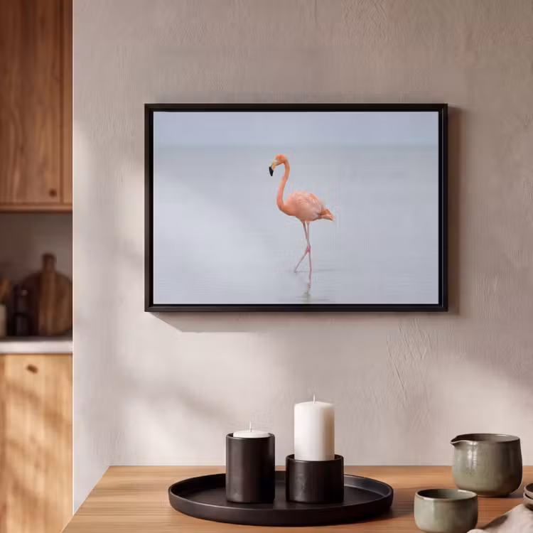 Canvas met lijst - Flamingo - Zee - Roze — 2