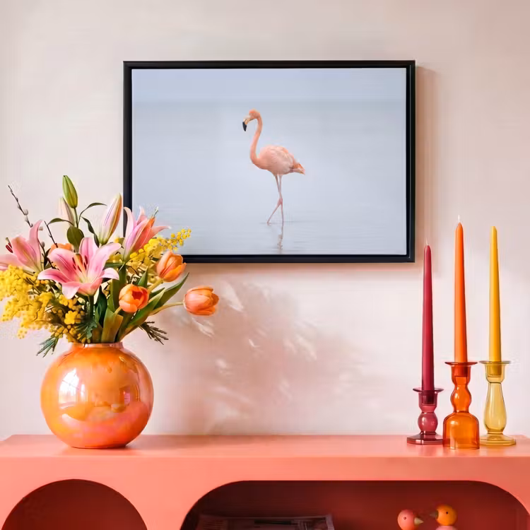 Canvas met lijst - Flamingo - Zee - Roze — 4