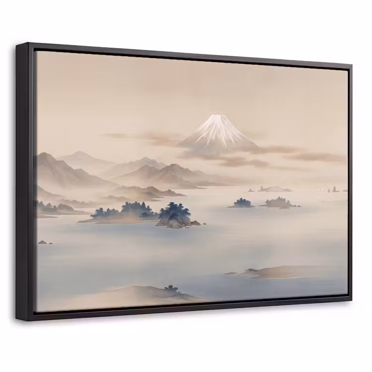 Canvas met lijst - Japans - Landschap - Beige — 1