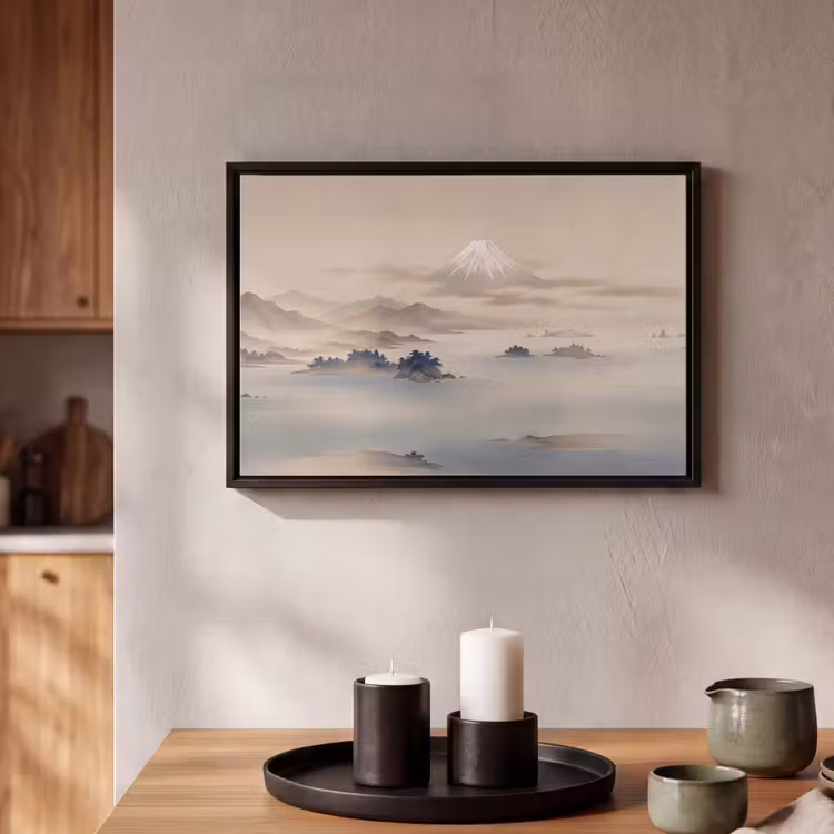 Canvas met lijst - Japans - Landschap - Beige — 2