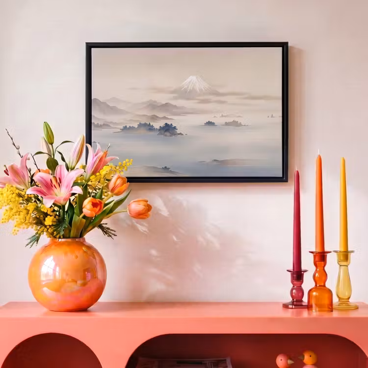 Canvas met lijst - Japans - Landschap - Beige — 4