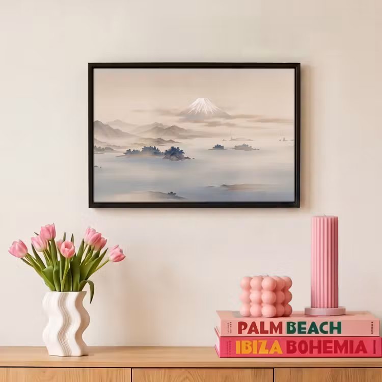 Canvas met lijst - Japans - Landschap - Beige — 8