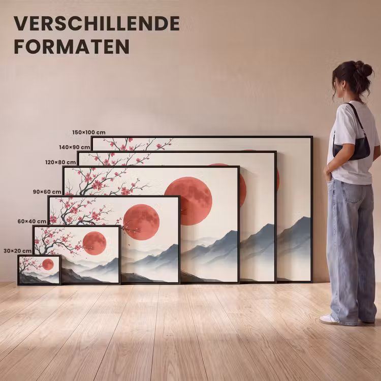Canvas met lijst - Kersenbloesem - Oosters - Rood — 7