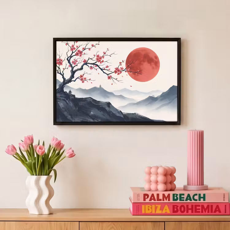 Canvas met lijst - Kersenbloesem - Oosters - Rood — 8