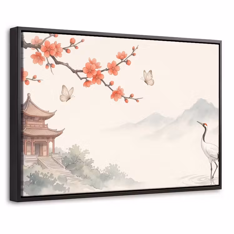 Canvas met lijst - Kraanvogel - Azië - Klassiek — 1