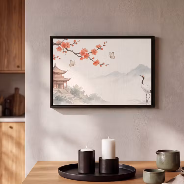 Canvas met lijst - Kraanvogel - Azië - Klassiek — 2