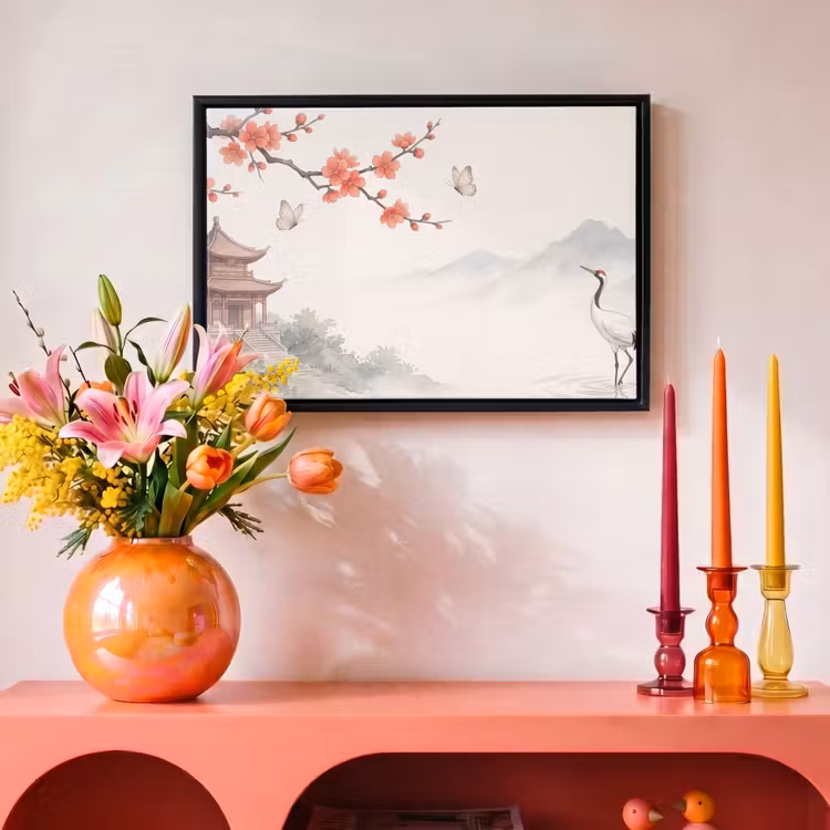 Canvas met lijst - Kraanvogel - Azië - Klassiek — 4