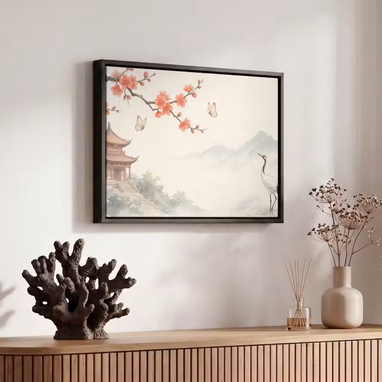 Canvas met lijst - Kraanvogel - Azië - Klassiek — 6
