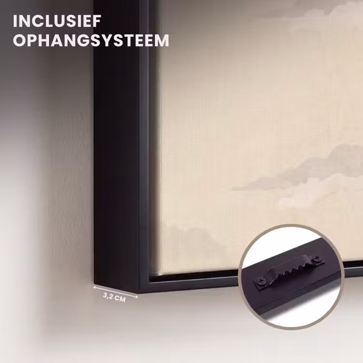 Canvas met lijst - Kraanvogels - Bloesem - Beige — 3