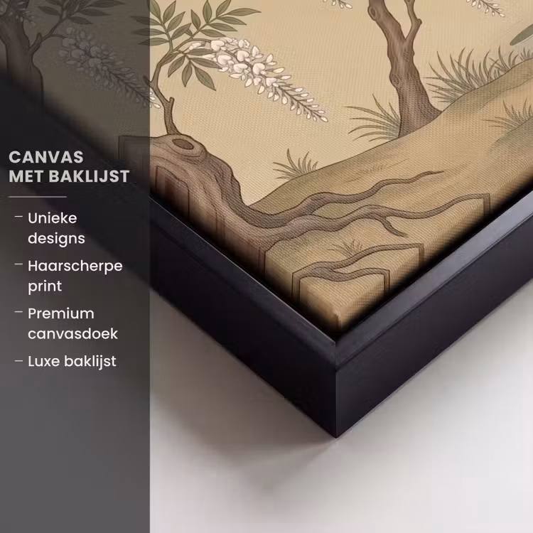Canvas met lijst - Kraanvogels - Water - Beige — 5