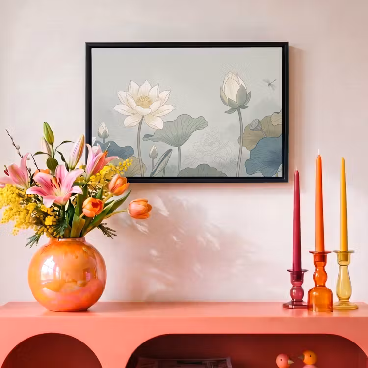 Canvas met lijst - Lotus - Bloemen - Groen — 4