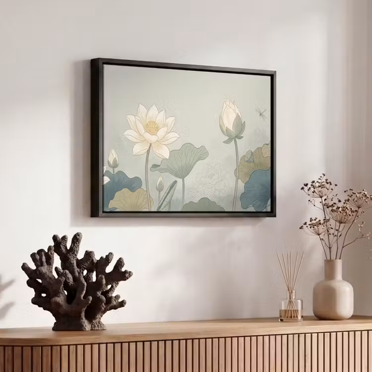 Canvas met lijst - Lotus - Bloemen - Groen — 6